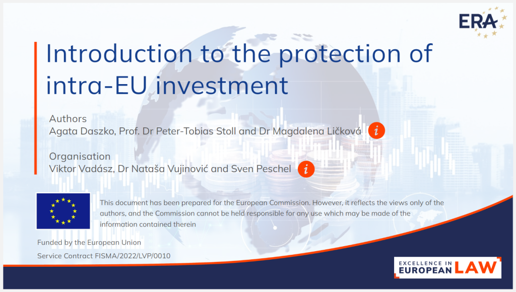 e-Learning on Introduction to the protection of intra-EU investment